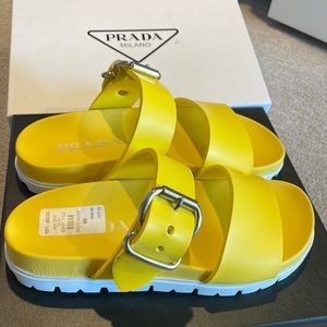 Brand New PRADA yellow sole womens sandals.